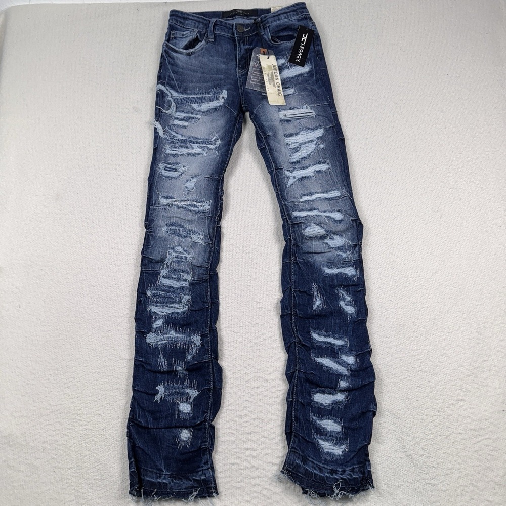 Jordan Craig Stacked‎ Ripple Effect Distressed Jeans Aged Wash Boys 12 NWT